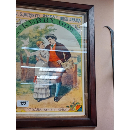 172 - J S Murphy Great Irish Drama Kerry Cow O' Hara and His Nora framed advertising print. { 54 cm H x 43... 