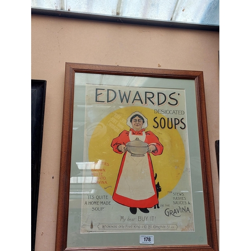 178 - Edward's Soup advertising framed showcard. { 66 cm H x 51 cm W}.