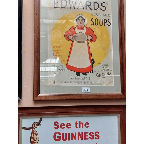 178 - Edward's Soup advertising framed showcard. { 66 cm H x 51 cm W}.