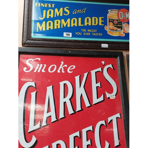 185 - Smoke Clarke's Perfect Plug Tobacco enamel adertising sign. { 91 cm H x 51 cm W}.