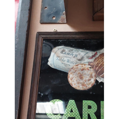 188 - Carr's Biscuits Ideal With Cheese framed reverse painted glass advertisement. { 40 cm H x 30 cm W}.