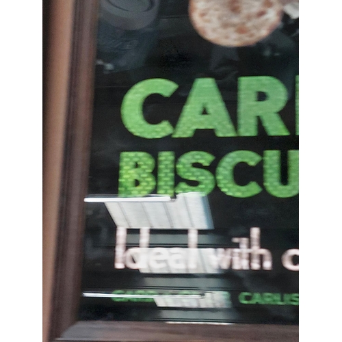 188 - Carr's Biscuits Ideal With Cheese framed reverse painted glass advertisement. { 40 cm H x 30 cm W}.