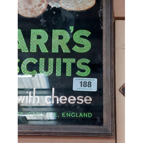 188 - Carr's Biscuits Ideal With Cheese framed reverse painted glass advertisement. { 40 cm H x 30 cm W}.