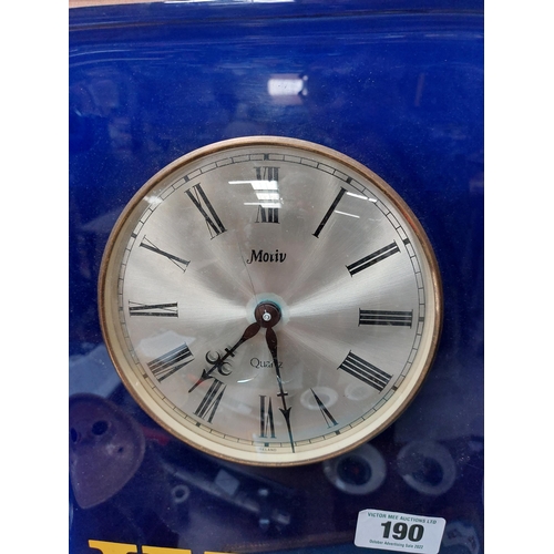 190 - Perspex Harp Lager clock {40 cm H x 27 cm W}.