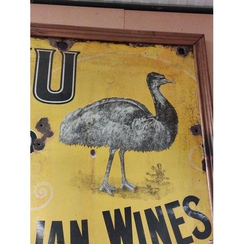 205 - Emu Brand Australian Wine enamel advertising sign. {81 cm x 96 cm W}.