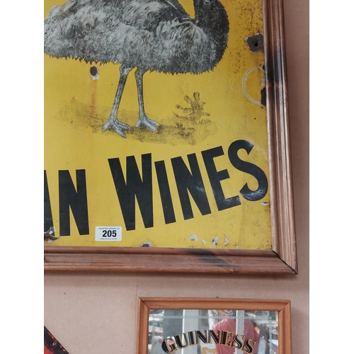 205 - Emu Brand Australian Wine enamel advertising sign. {81 cm x 96 cm W}.