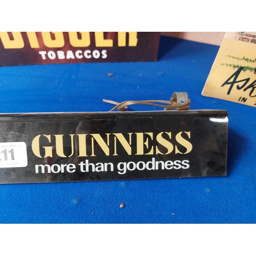 211 - Perspex Guinness shelf light. { 7 cm H x 36 cm W x 5 cm D}.