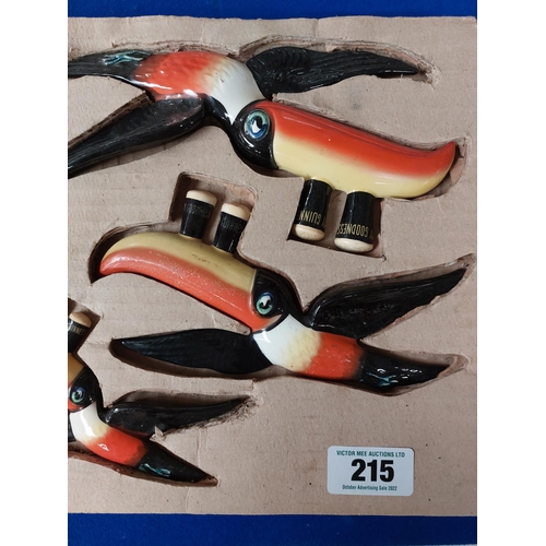 215 - Set of three original Carltonware Guinness Flying Wall Toucans.