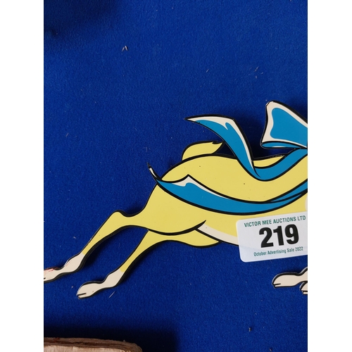 219 - Babycham shelf advertising sign. { 16 cm H x 30 cm }.