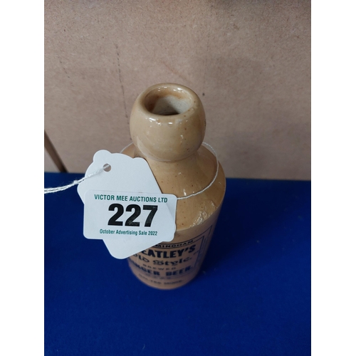 227 - Wheatley's Old Style Ginger Beer stoneware Ginger beer bottle. {17 cm H x 7 Dia}.