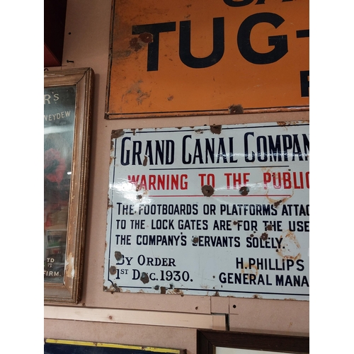 244 - 1930's Grand Canal Company Warning to the Public enamel advertising sign. {61 cm H x 45 cm W}