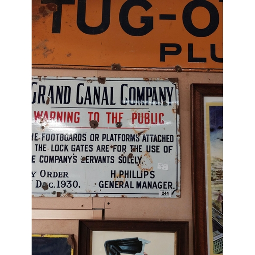 244 - 1930's Grand Canal Company Warning to the Public enamel advertising sign. {61 cm H x 45 cm W}