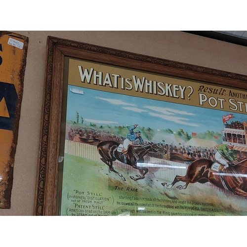 246 - What Is Whiskey Power's Pure Pot Still Whiskey framed advertising print. {60 cm H x 82 cm W}.