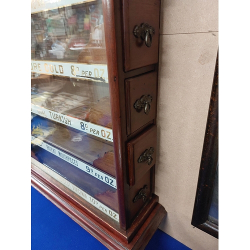 249 - Phillips's Cigarettes Mahogany dispensing cabinet.  {88 cm H x 53 cm W x 18 cm D}.