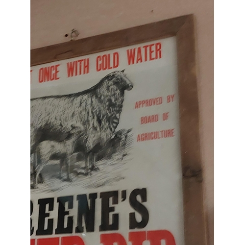 254 - Original Greene's Sheep Dip Mixes At Once With Water framed advertising print. {71 cm H x 57 cm }