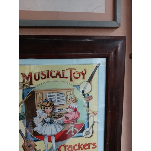 257 - Musical Toy Crackers framed advertising print. {46 cm H x 41 cm W}.