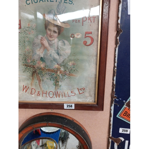 258 - Rare Wild Woodbine Cigarettes W.S. & H.O. Wills Ltd pictorial framed advertising show card {55 cm H ... 