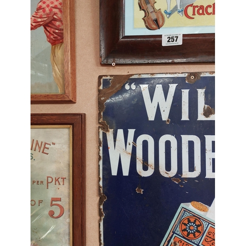 259 - Original Wild Woodbine Cigarettes enamel advertising sign. { 90 cm H x 45 cm W}.