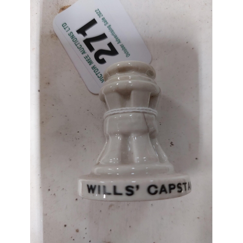 271 - Will's Capstan ceramic advertising figure {5 cm H x 4 cm Dia.}.