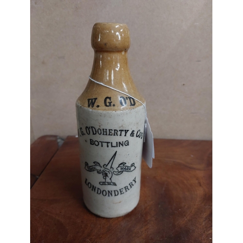 277 - W G O'Doherty and Co's Bottling Londonderry Ginger beer bottle. {20 cm H x 7 cm Dia}.