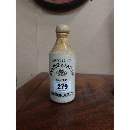 279 - Osborne and Patton Limited Londonderry stoneware Ginger beer bottle. {19 cm H x 7 cm Dia}.