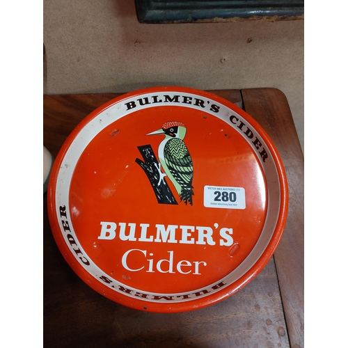 280 - Bulmer's Cider tin plate advertising drinks tray {26 cm Dia.}.