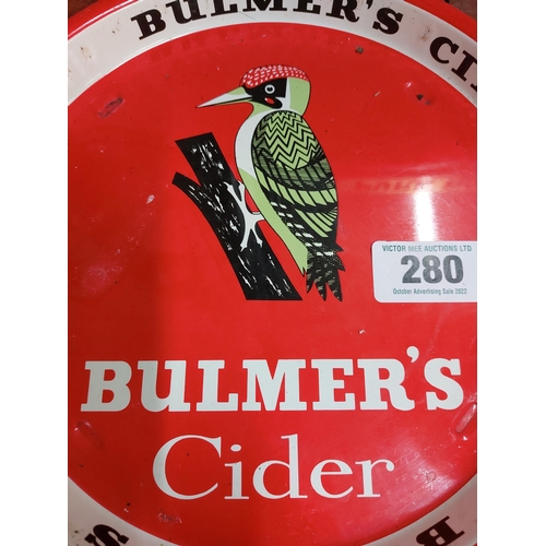 280 - Bulmer's Cider tin plate advertising drinks tray {26 cm Dia.}.