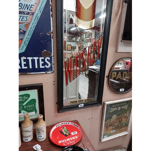 282 - Rare pair of Power's Whiskey pillar framed advertising mirrors with Celtic lettering. {198 cm H x 44... 