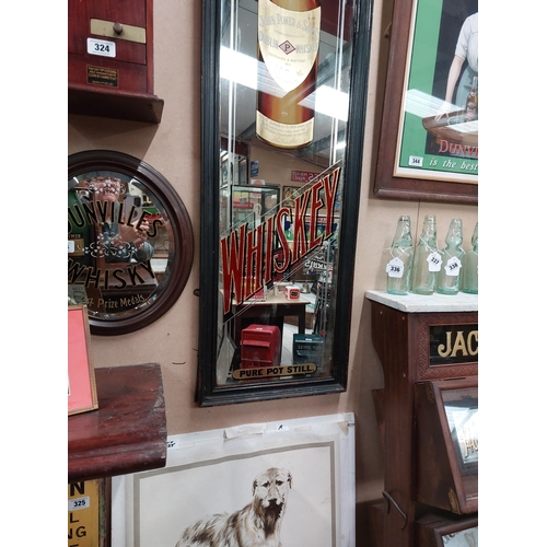 282 - Rare pair of Power's Whiskey pillar framed advertising mirrors with Celtic lettering. {198 cm H x 44... 