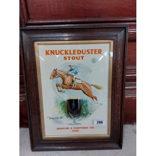 286 - Knuckleduster Stout Beamish and Co Cork framed advertising print. {50 cm H x 28 cm W}.