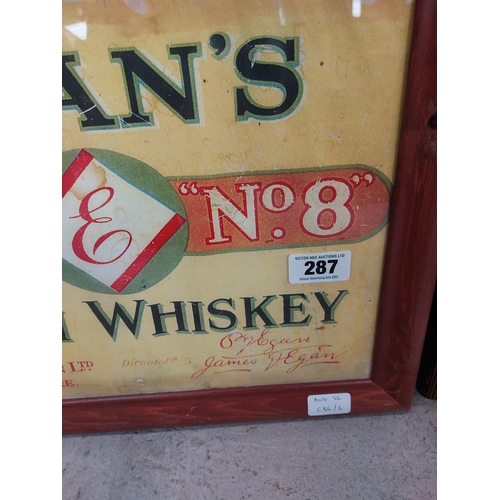 287 - Egan's Irish Whiskey Tullamore framed advertising print. {38 cm H x 48 cm }