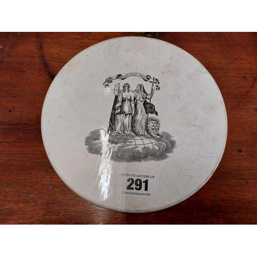 291 - Justitia Et Fides ceramic scale plate. {23 cm Dia}