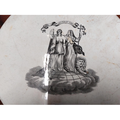 291 - Justitia Et Fides ceramic scale plate. {23 cm Dia}