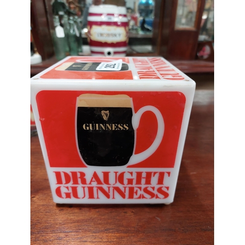 292 - Draught Guinness light up counter top. { 15 cm H x 15 cm W x 15 cm D}.