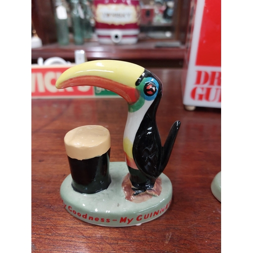 293 - Four Guinness advertising figures - Ostrich, Turtle and two Toucans {Largest 10 cm H x 10 cm W}.