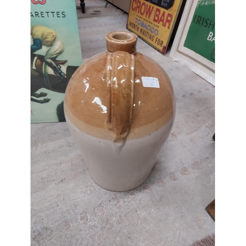 298 - Three gallon Pope Bros Waterford and Cardiff  stoneware flagon. {42 cm H x 24 cm Dia}.