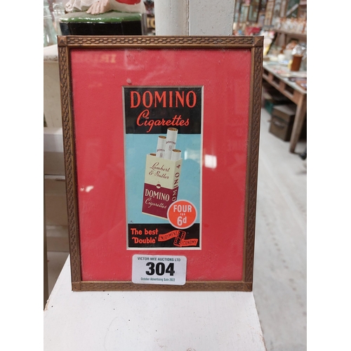 304 - Domino Cigarettes The Best Double Four For 6d framed advertising showcard  { 21cm H X 16cm W }