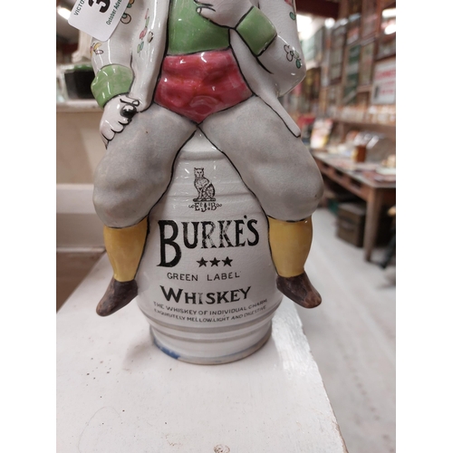 305 - Extremely rare Burke's Green Label Irish Whiskey Toby ceramic advertising water jug {29 cm H x 15 cm... 