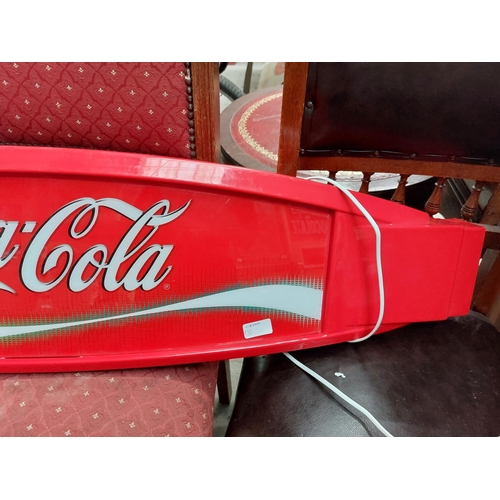 73a - Coca Cola Light Up sign. {27 cm H x 115 cm W x 11 cm D}.