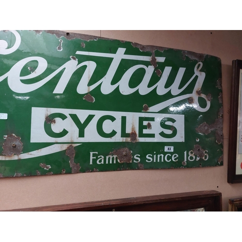 83 - Centaur Cycles Famous since 1826 enamel advertising sign. {59 cm H x 126 cm W}.