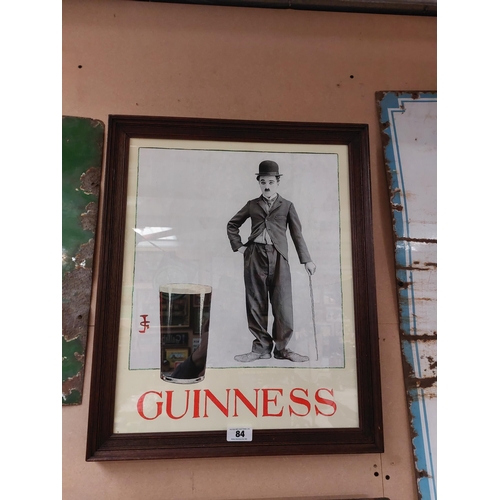 84 - Charlie Chaplin Guinness framed advertising  print. {64 cm H x 53 cm W}.