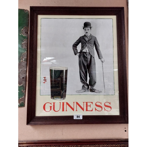 84 - Charlie Chaplin Guinness framed advertising  print. {64 cm H x 53 cm W}.