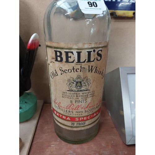 90 - Large Bell's Whiskey advertising bottle. {53 cm H x 16 cm Dia}