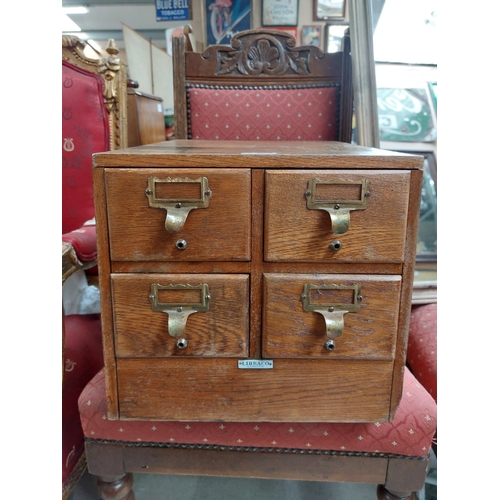 90a - 1950's mahogany Haberdashery cabinet with brass handles. {30 cm H x 23 cm W x 43 cm D}.