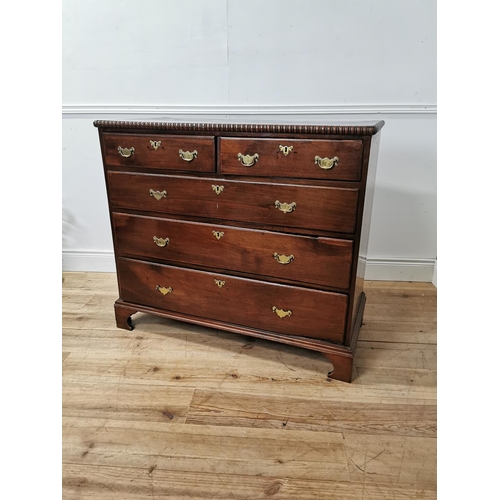 1 - 19th. C. mahogany chest, the two short drawers over three graduated long drawers raised on bracket f... 