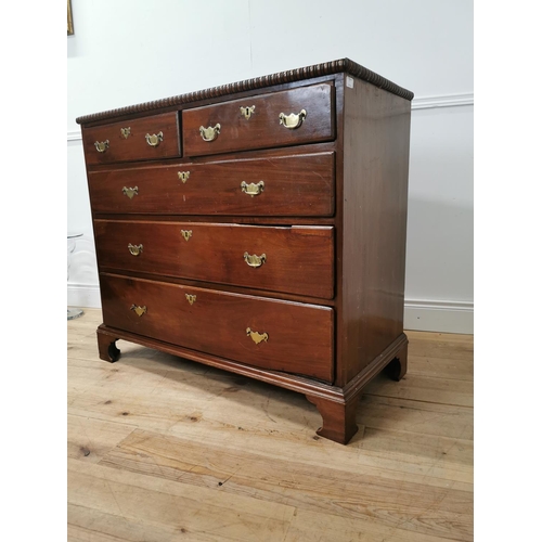1 - 19th. C. mahogany chest, the two short drawers over three graduated long drawers raised on bracket f... 