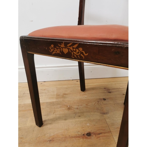 1011 - Edwardian mahogany side chair with upholstered seat raised on square tapered legs { 91cm H X 43cm W ... 