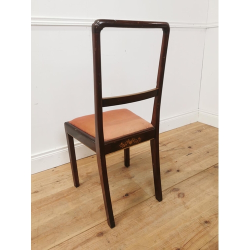 1011 - Edwardian mahogany side chair with upholstered seat raised on square tapered legs { 91cm H X 43cm W ... 