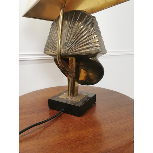 1016 - Designer brass table lamp in the form of a Pharoah {70 cm H x 50 cm W x 27 cm D}.