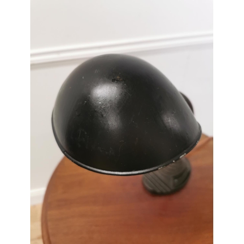 1023 - 1940's industrial metal table lamp with cast iron base { 42cm H X 37cm W X 18cm D }.